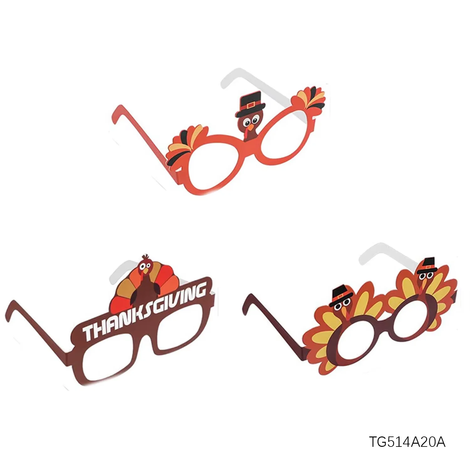 PESENAR Thanksgiving Day Holiday Party Thanksgiving Day Costume, Eyewear, three-piece set, eyewear set, Turkey glasses