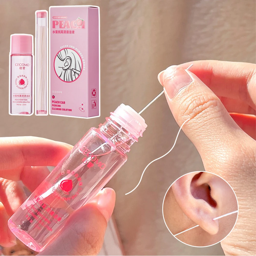 15ml Disposable Ear Hole Cleaning Set Ear Wax Removal Hygiene Peach Mint Flavour Ear Hole Thread Washing Cleaner Ear Health Care