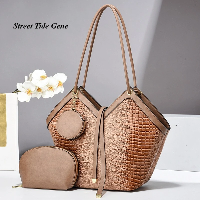 

Новая женская сумка большой вместимости, блестящая сумка-тоут с гальковым зерном, хит продаж, модная сумка на плечо, сумка для мамы и дочки