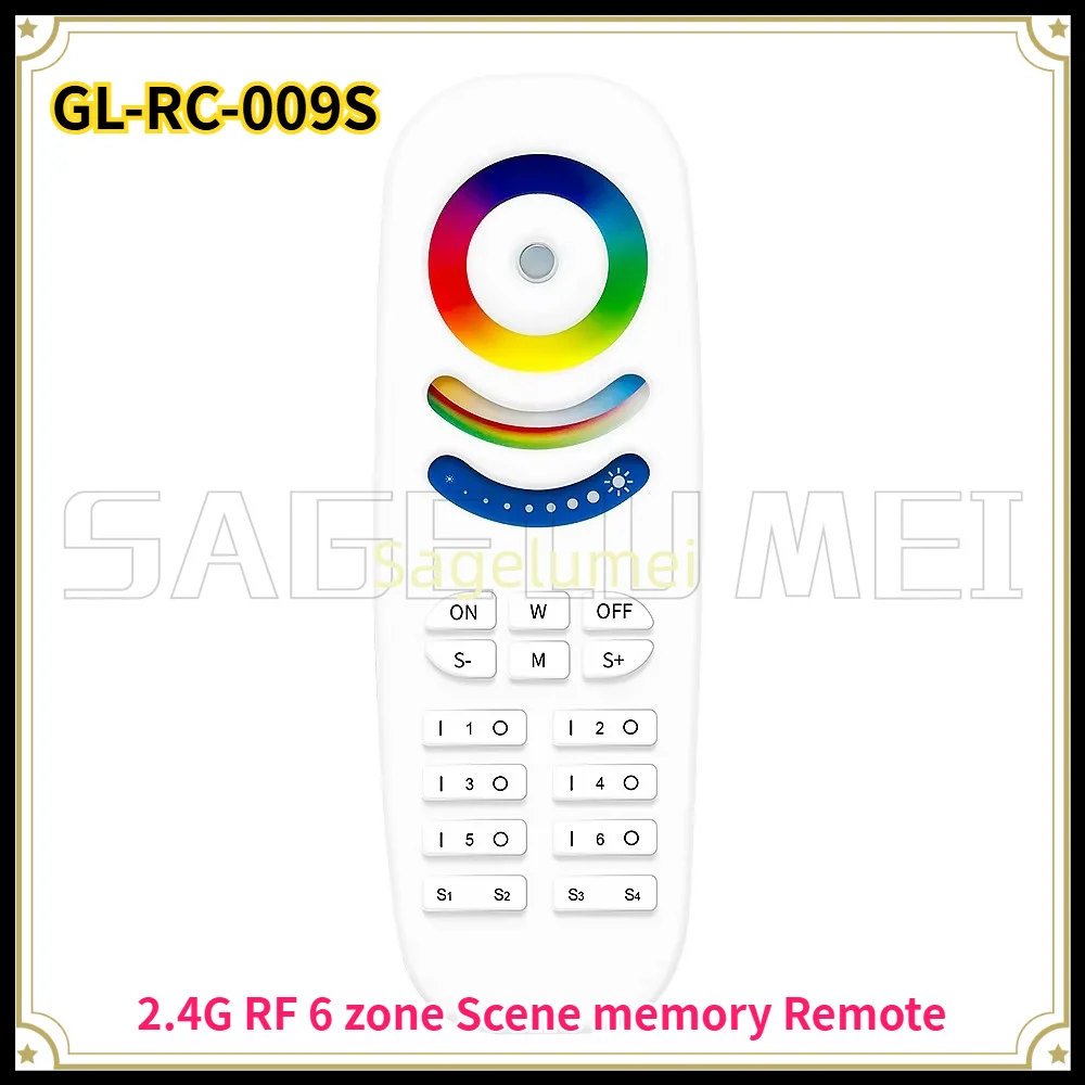 GLEDOPTO 2.4G RF Remote Control Scene Memory RGBCCT Adjustable Brightness Dimmable 6-Zone Group Light Modes 30M Control Distance