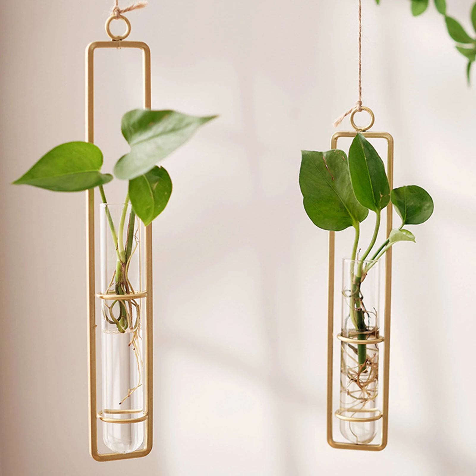 Nordic Hanging Clear Glass Tube Vases Minimalism Test Tube Terrarium Container Hydroponic Vase for Indoor Outdoor Home Decora