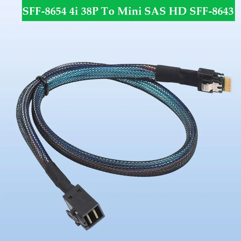 ADT-Link PCI-E 4.0 Slimline SAS SFF-8654 4i 38P To Mini SAS HD SFF-8643 Extension Cable Length Optional 0.5M 1M PC Accessories