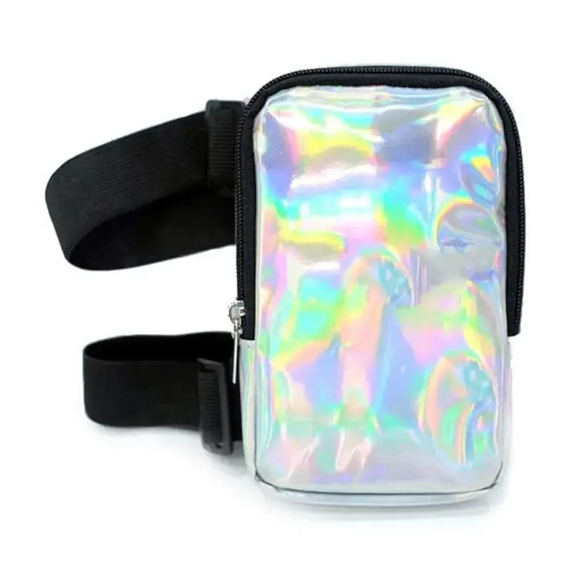 Fashion Holographic Thigh Bag Coin Purses Adjustables Straps Waist Pouch Small Phone Purse Handbag For Outdoor Hiking Travel