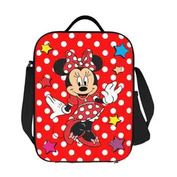 Borsa per il pranzo isolata personalizzata Minnie Mouse per le donne Cartoon Mickey Portable Thermal Cooler Food Lunch Box Work School Travel