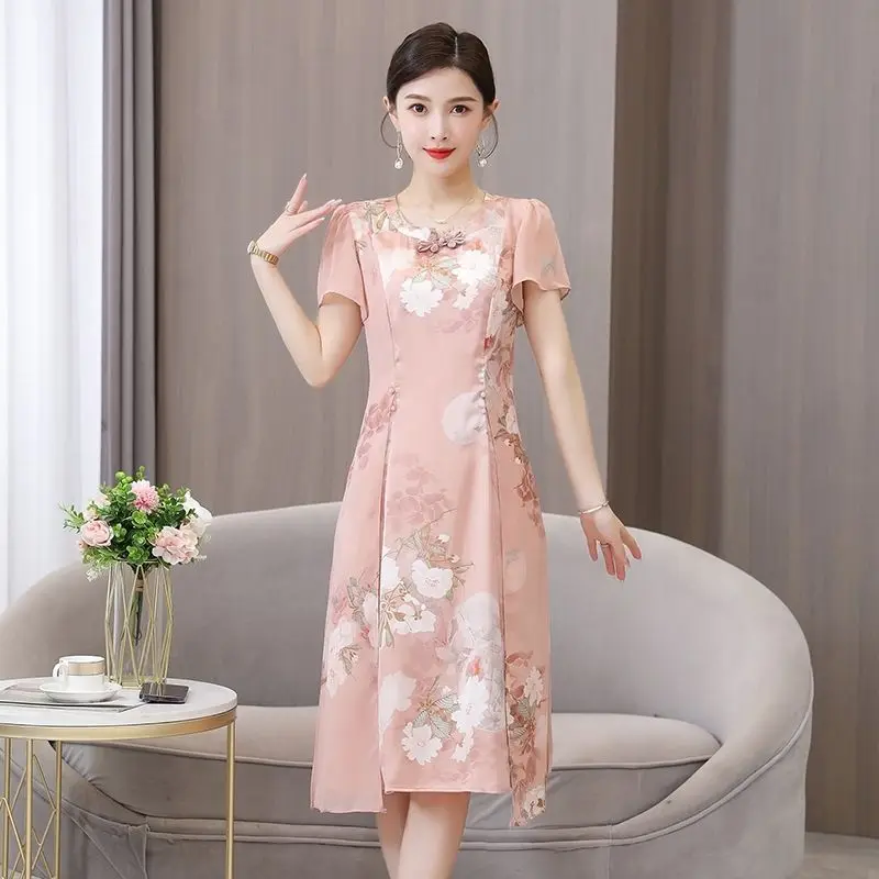 

2023 chinese improved cheongsam national phoenix embroidery qipao dress elegant oriental party banquet evening dress vestido