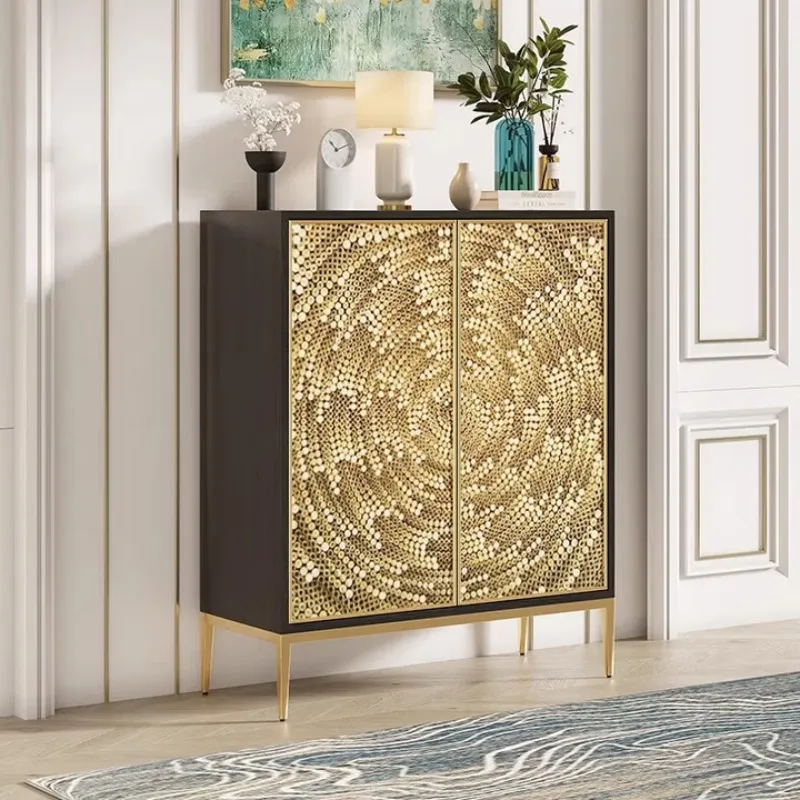 

Light luxury home entrance cabinet foyer shoe cabinet living room glass decorative cabinet