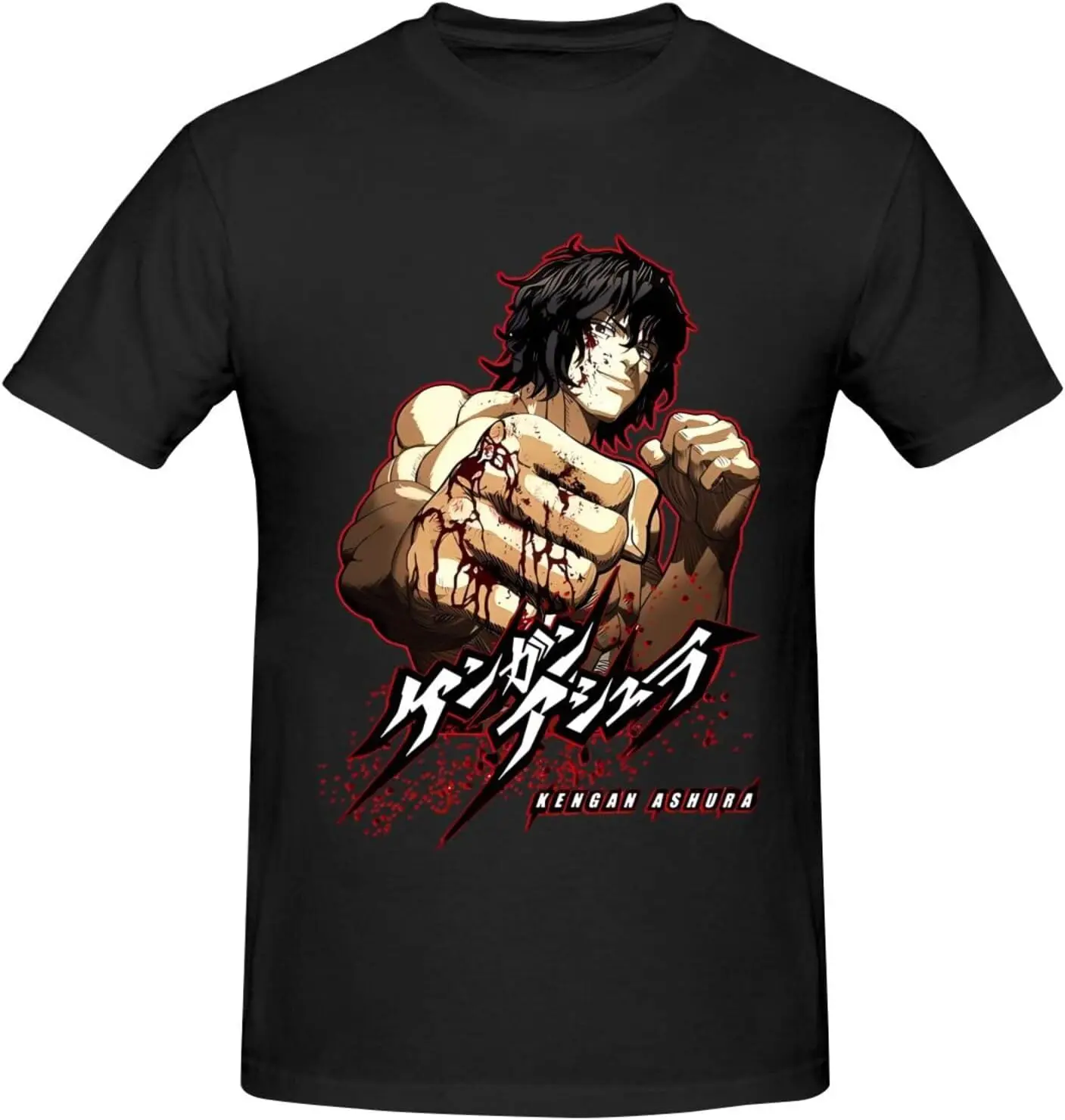 Kengan Anime Ashura Shirt Men's Breathable Custom Cotton Short Sleeve Tshirt Fashion Casual Tops Tees Black