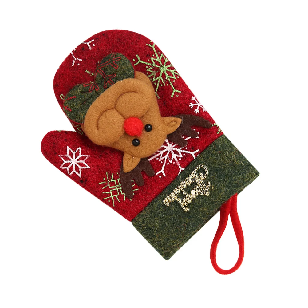 

Retro Reindeer Cutlery Bag Christmas Sock Shaped Tableware Holder Eco Friendly Non Fading Fork Knife Storage Decor