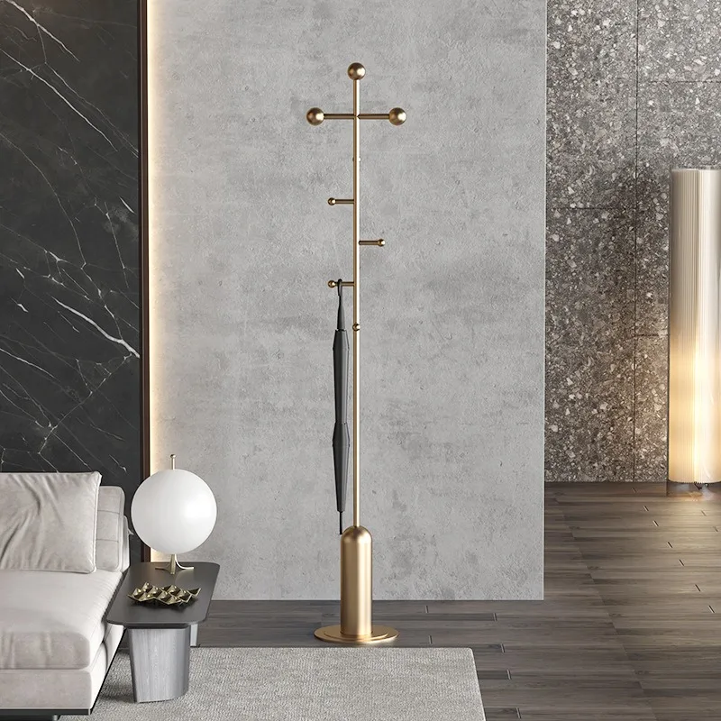 옷걸이 가정용 옷걸이 바닥형 침실 거실 이탈리아풍 라이트 럭셔리 현관 스테인리스 스틸 코트랙 록 슬랩 베이스