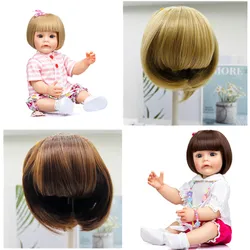 Golden and Brown Color BOB Hair Wig For 45-55cm Reborn Doll High Quality Reborn Baby Dolls Sticked Hair Wig DIY Doll Accessories