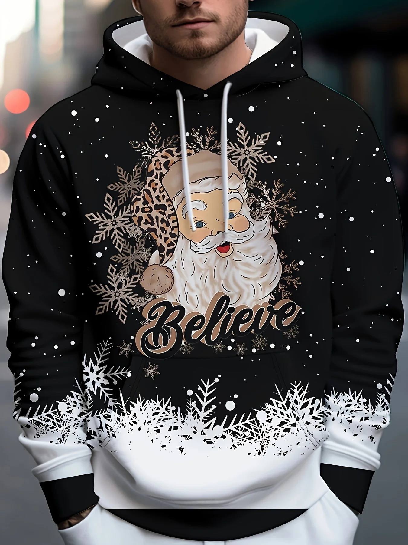 Kerst Heren Sweatshirt Grappig 3D Patroon Print Mode Feest Comfort Kangoeroezak Trui Heren Hoodies Herfstkleding