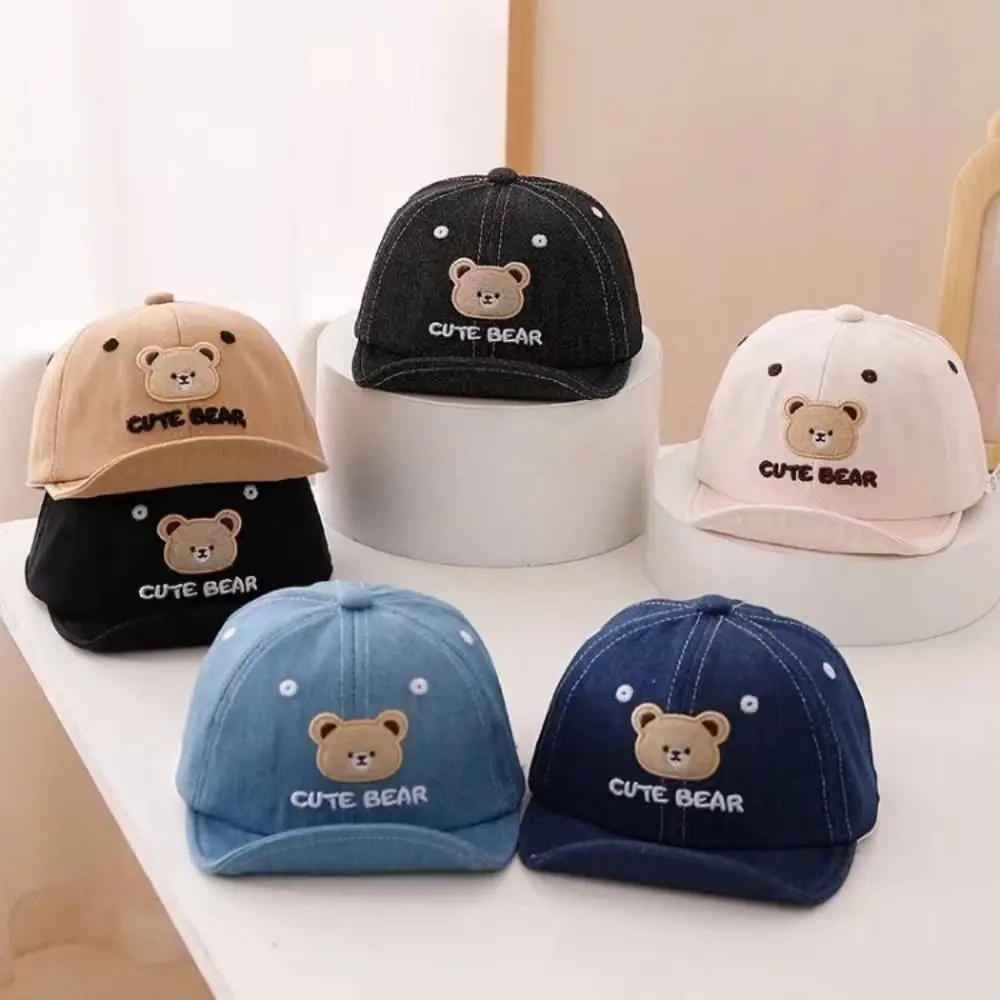 

Casual Cartoon Bear Baby Baseball Hat Adjustable Soft-brim Baby Sun Visor Hat Cute Breathable Toddler Peaked Cap Outdoor