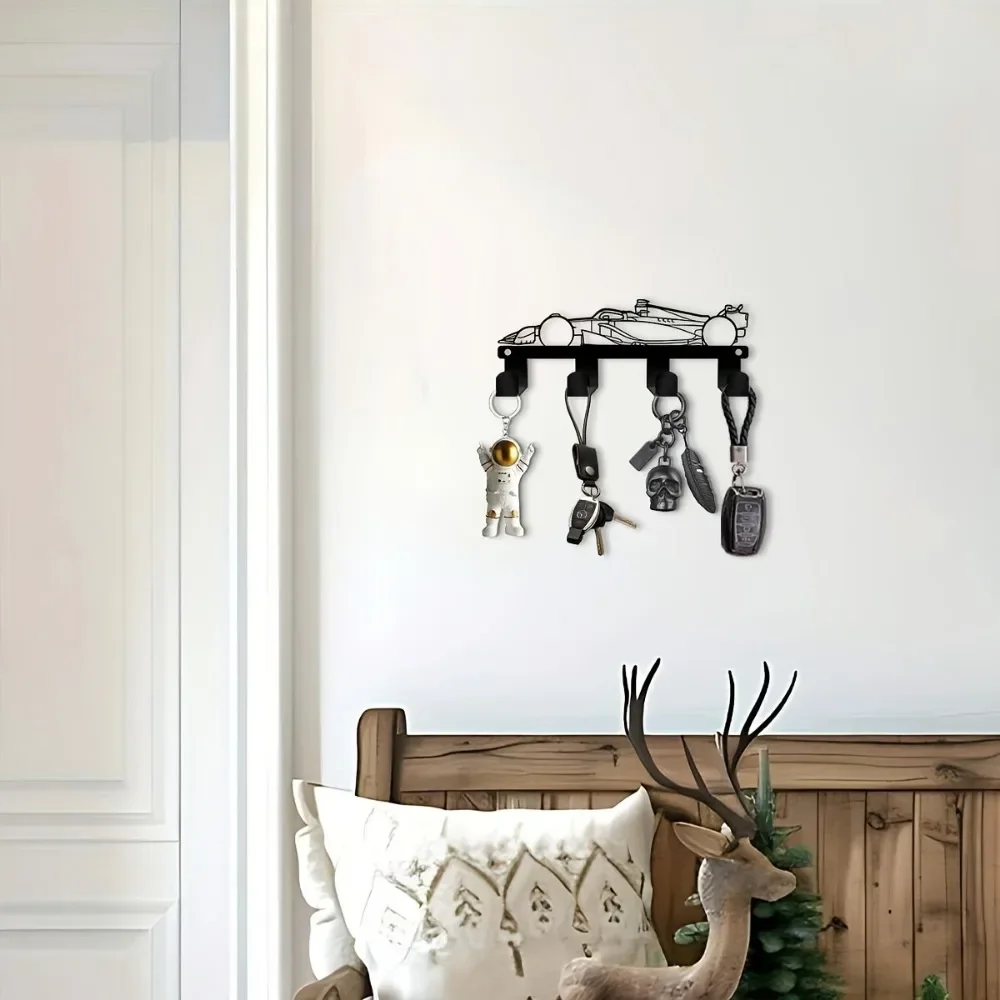 CIFBUY Racing Car Metal Key Hooks Wall Mounted Iron Hanger Storage Rack Cute Key Holder For Entryway Kitchen Bathroom Home Decor