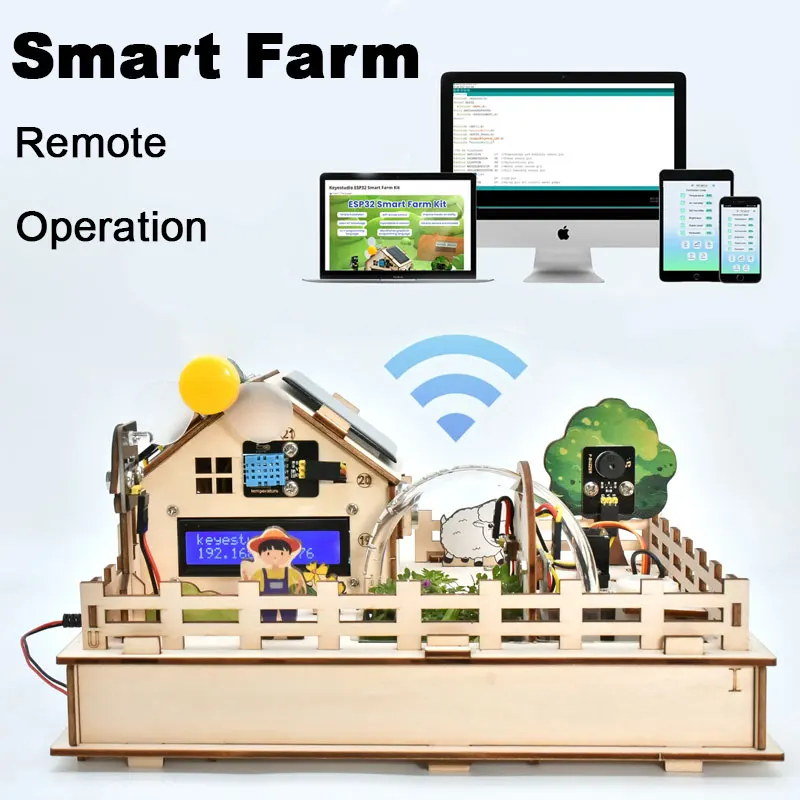 Keyestudio Smart Farm IoT Starter Kit Arduino/ESP32 متوافق مع الخدش 3.0 STEM التعليمية لتقوم بها بنفسك عدة للبرمجة الزراعية