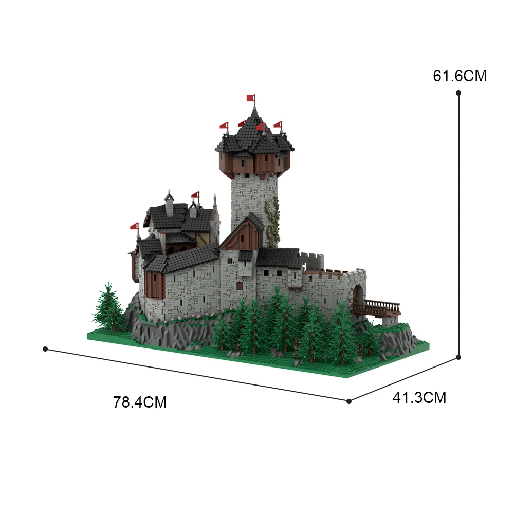 MOC European Medieval Castle Burg Falkenstein Building Blocks Set Austrian Alps Architecture in Carinthia Town Bricks Toys Gifts