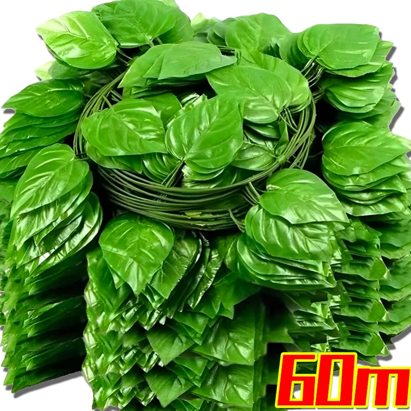 2/60M Artificial Ivy Leaves Garland Hanging Vines Fake Plants Outdoor Greenery Wall Decor Festival Garden Home Party Decoration