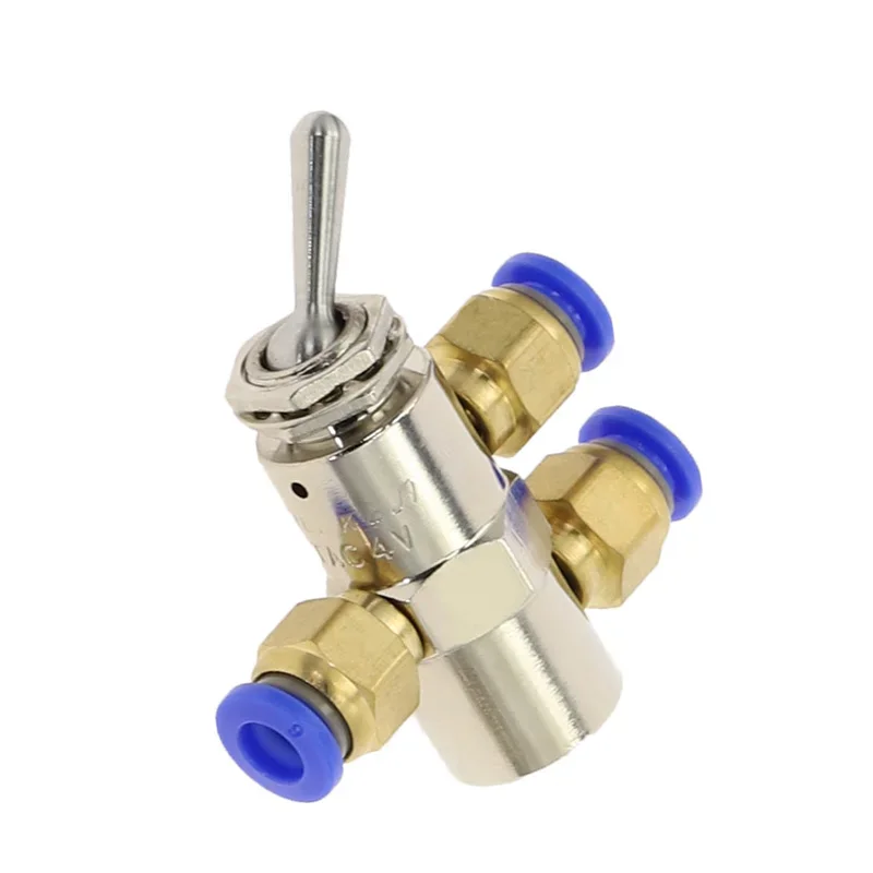 FMT TAC-4V Exhaust valve 2 Position 5 Way Toggles Cylindrical Mechanical Air Pneumatic Valve switch w Fiittings