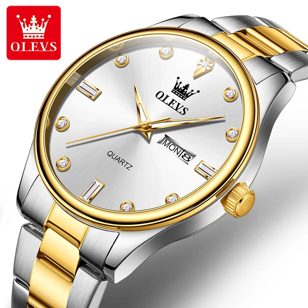 

OLEVS новые роскошные часы с бриллиантами и временем, мужские кварцевые спортивные деловые часы с календарем, светящиеся Relogio