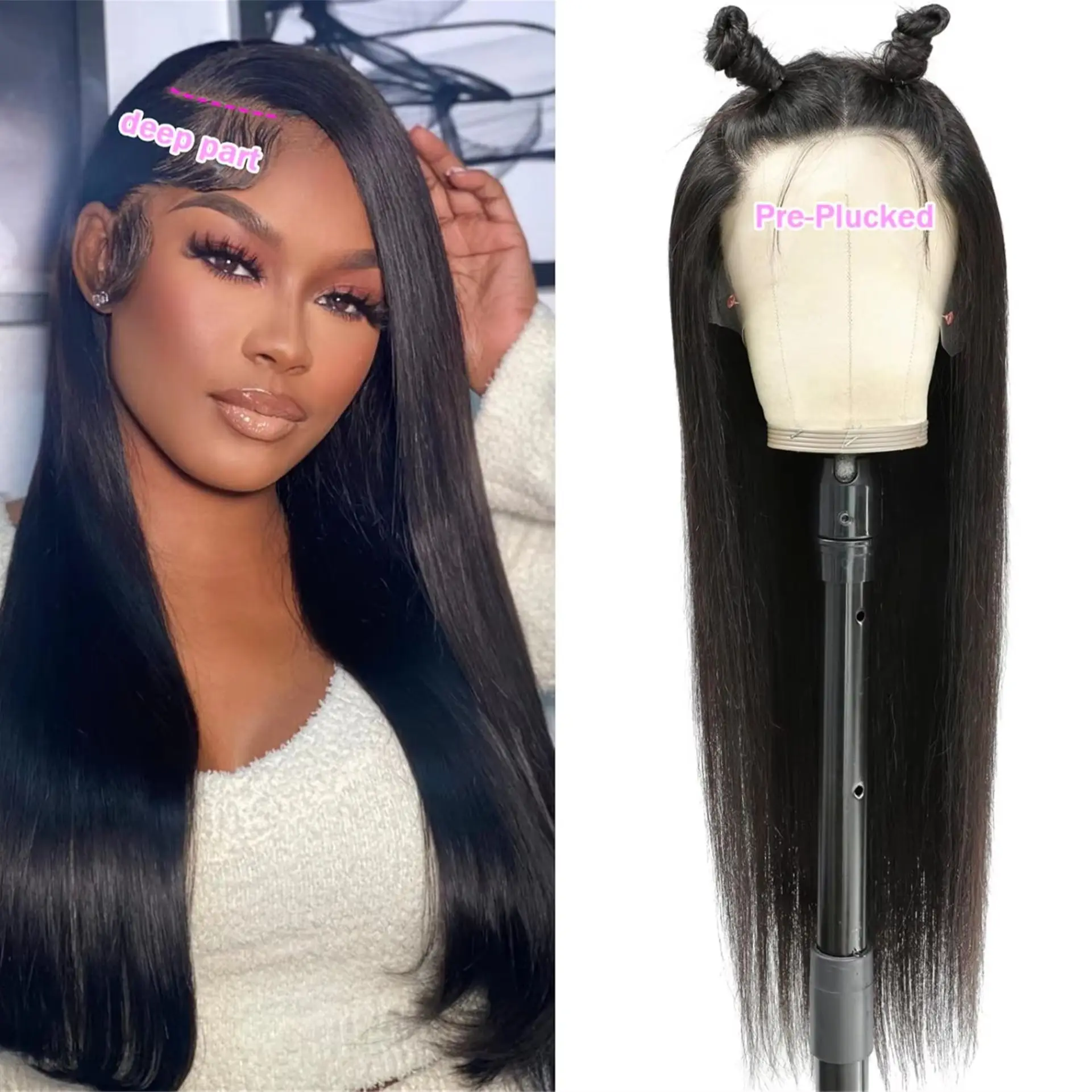 32 34 Inch Glueless Wigs Human Hair Straight Brazilian Remy Hair 13x4 HD Lace Wigs 13X6 HD Transparent Lace Front Wigs