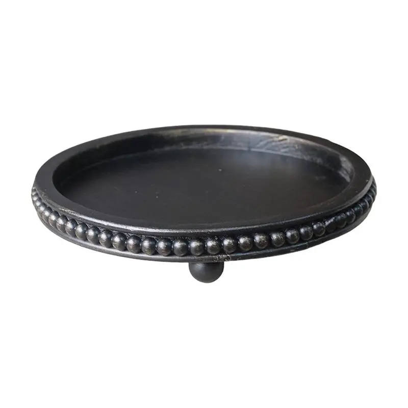 A44Z-Wooden Decorative Tray, Circular Coffee Table Tray Decorative Bead Tray, Kitchen Counter Restaurant Decoration