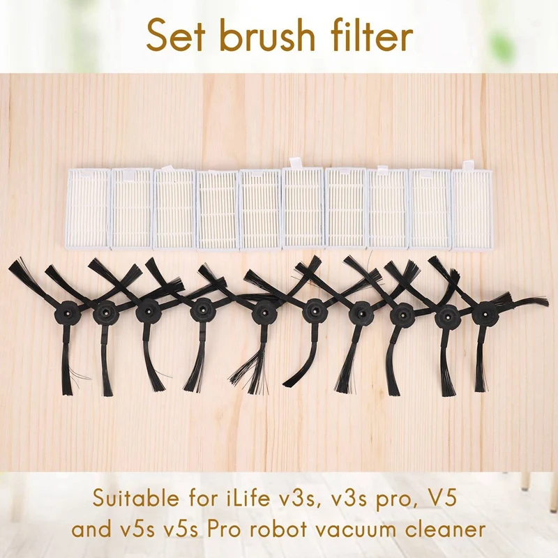 20 Pack Replacement Filter & Brush Accessories For Ilife V3S V3S Pro, V5, And V5S V5S Pro Robot Vacuum Highly Efficient