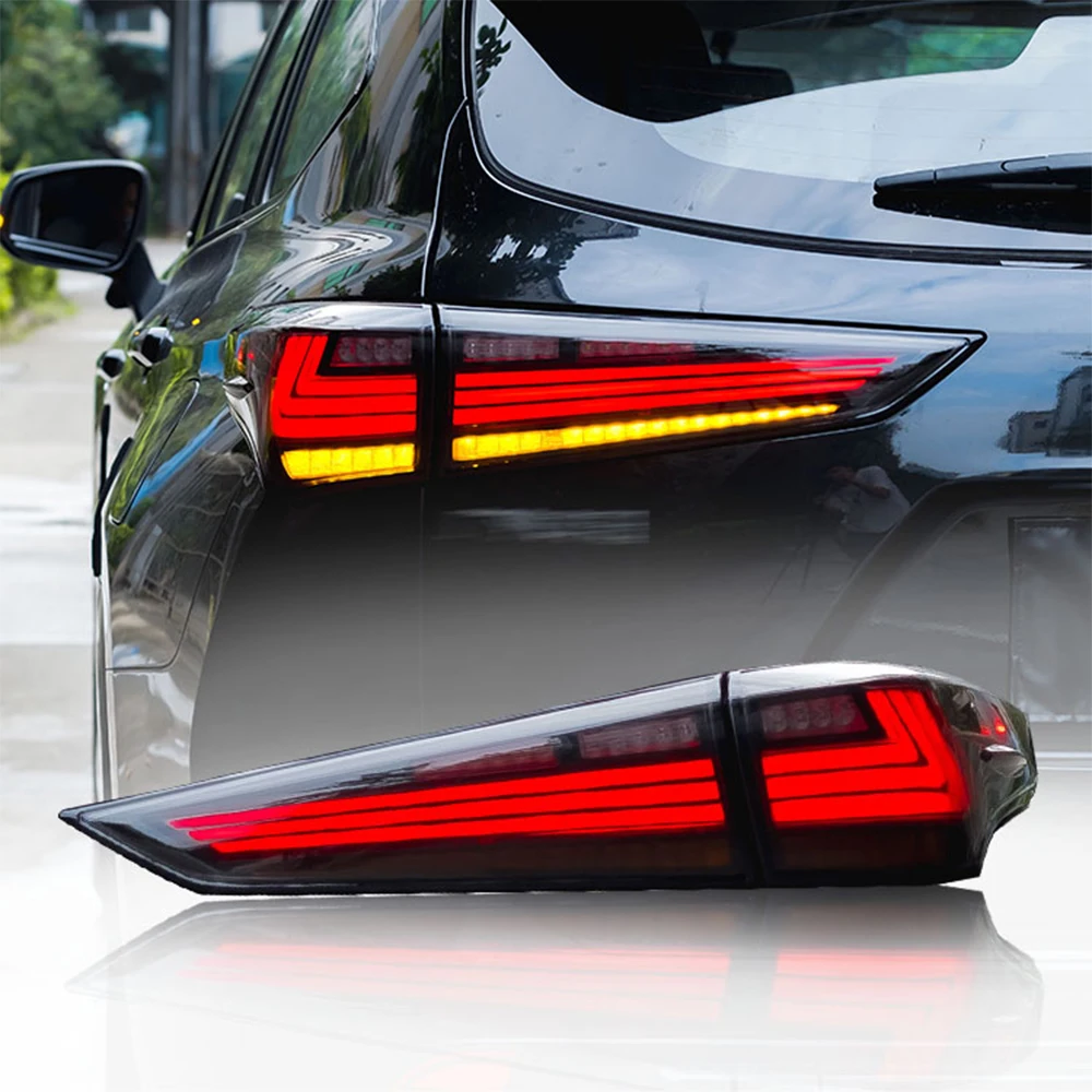 2PCs Car Tail Light Assembly For Toyota Highlander 2021-2023 LED Dynamic Turn Signal Plug and Play Tail Lamps Reverse Taillights