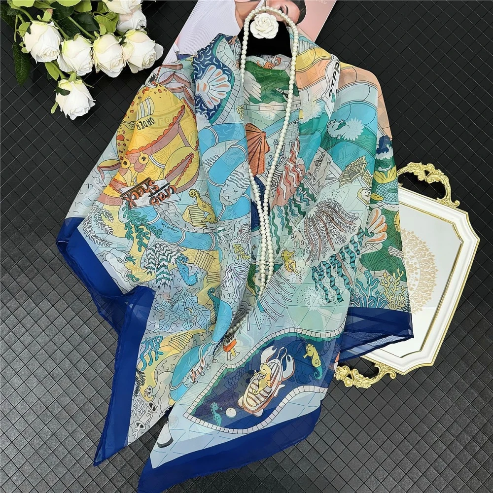

Sun Protection Lightweight Georgette Scarf 130cm Travel Shawl Large Square Scarf Headscarf Necktie for Youth And Middle-aged ...