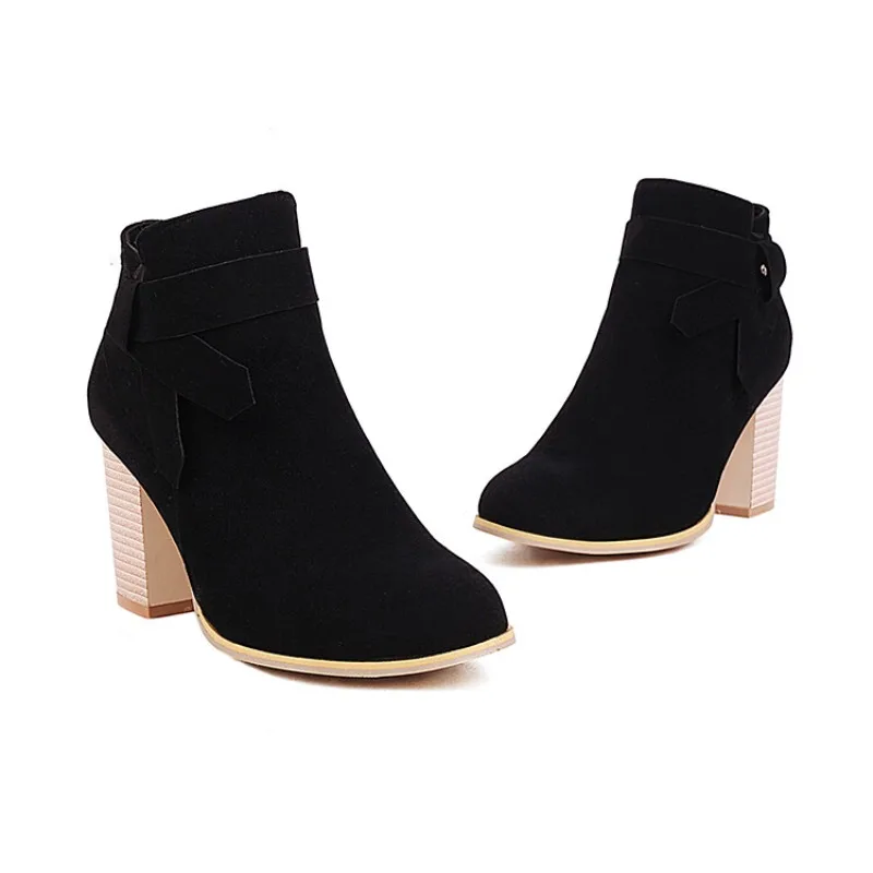 

женские модные ботинки Зимние ботинки на толстом каблуке Модный тренд простые и элегантные Удобные банкетные ботинки