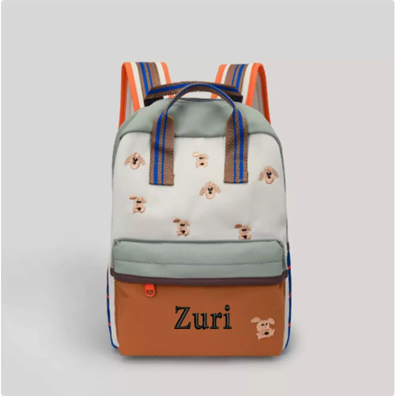 Children's Backpack, Customized Kindergarten Name Backpack, Embroidered Small Dog Details Backpack As A Birthday Gift