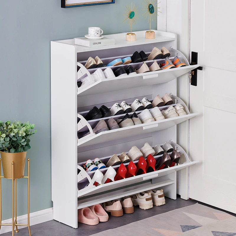 Ultra thin shoe cabinet  household door economy simple modern storage cabinet narrow large capacity flip bucket small shoe rack image 3