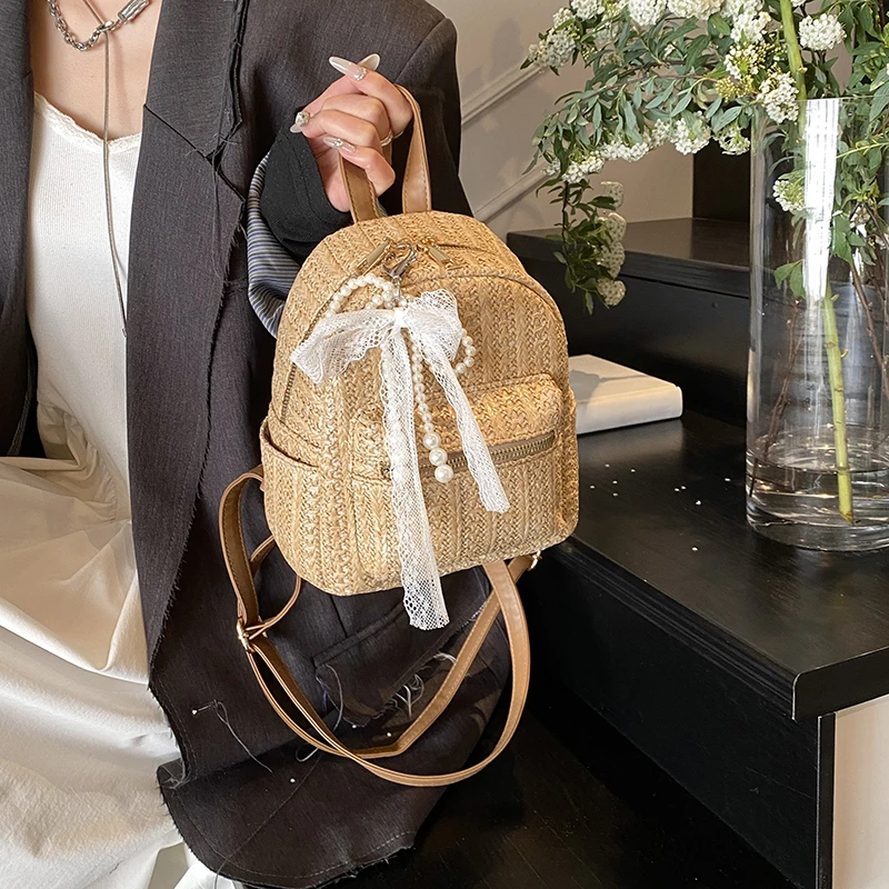 Bolso de hombro tejido informal para mujer, mochila, bolso, mochila, рюкзак ж dik, bolsos de mujer, bolso ita, bolso escolar para mujer