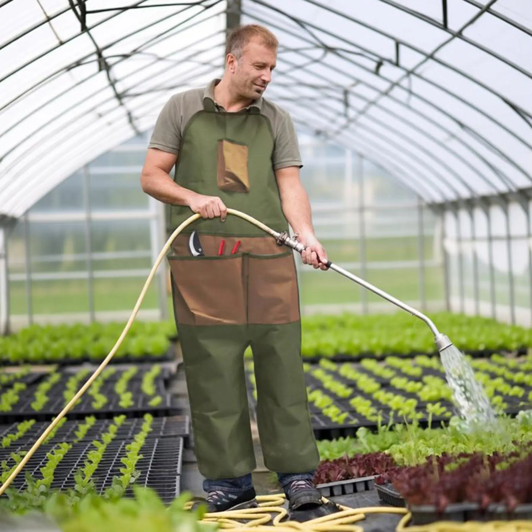 New Garden Apron with Leg Guards Multi-pocket Oxford Cloth Apron for Yard Farm Garden Work Apron Waterproof Oil-resistant Cloth