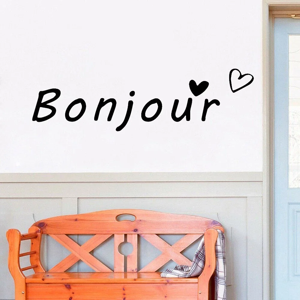 Bonjour Words Wall Decals French Hello Quotes Wardrobe Classroom Stickers