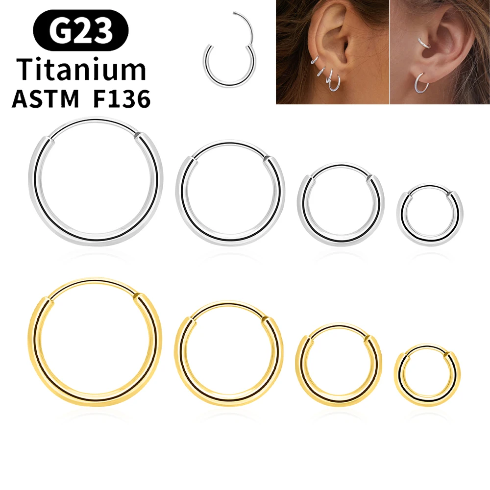 

1/10/50PCS G23 Titanium Round Piercing Hoop Earrings Nose Septum Ring 14G Women Men Ear Tragus Cartilage Piercing Body Jewelry