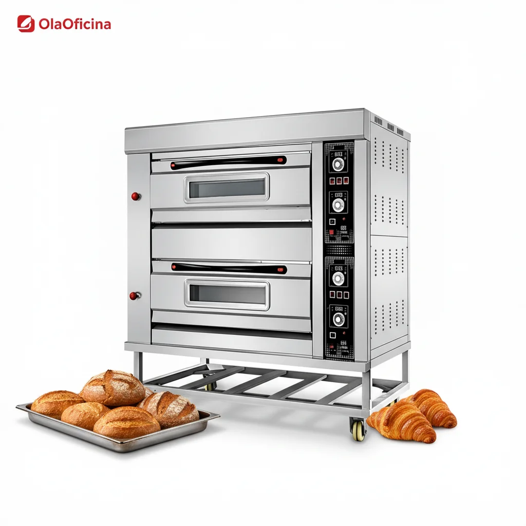 Commercial Electric Oven Baking & Roasting Oven Budget-Friendly 2-Deck 4 Trays Electric Oven with 4 Baking Trays and Wheels