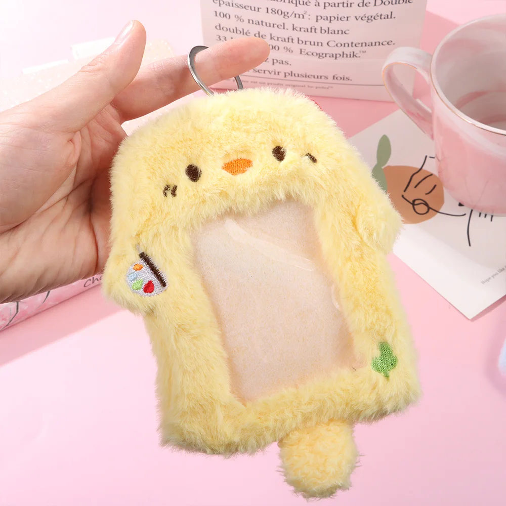Fashion Cartoon Photocard Case Snowman/Bunny/Chicken Multifunctional Photo Card Holder Bag Keychain Cute Cards Sleeve Gift