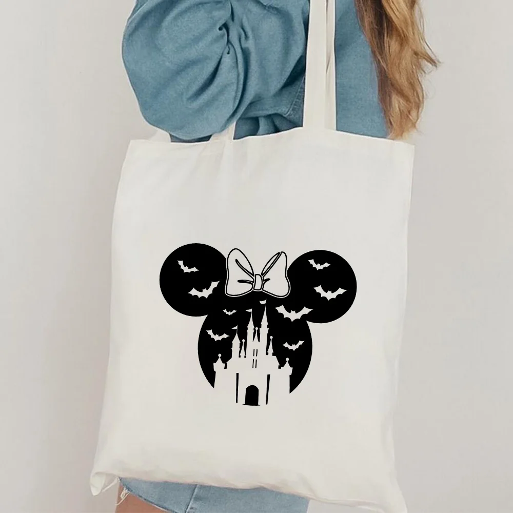 Funny Mouse Ear Graphic Tote Bag Cute Magic Kingdom Halloween Tote Bags Spooky Season Ghost Halloween Bags Travel Bags for Women