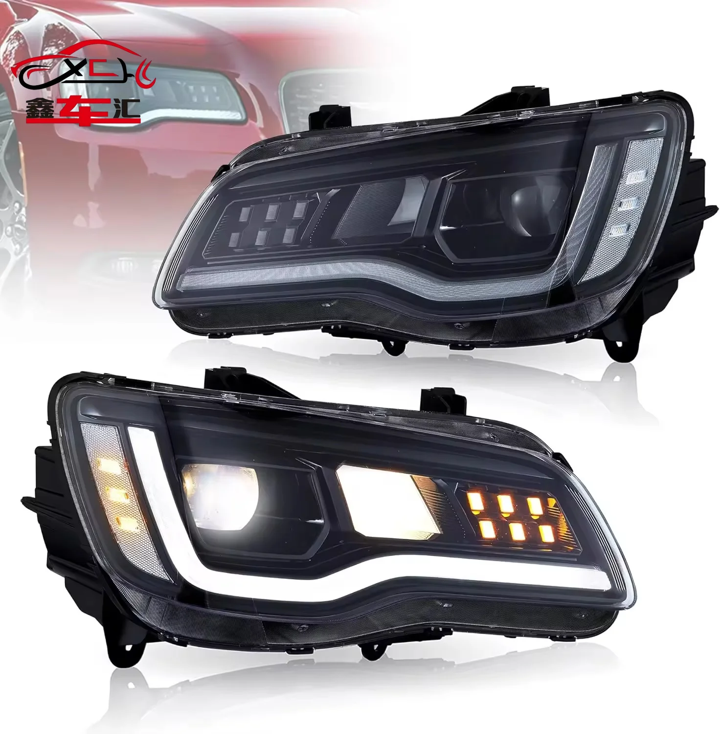 

LED Projector Headlights Compatible with Chrysler 300/300C 2011-2014 2nd Gen LD W/Dynamic Animation