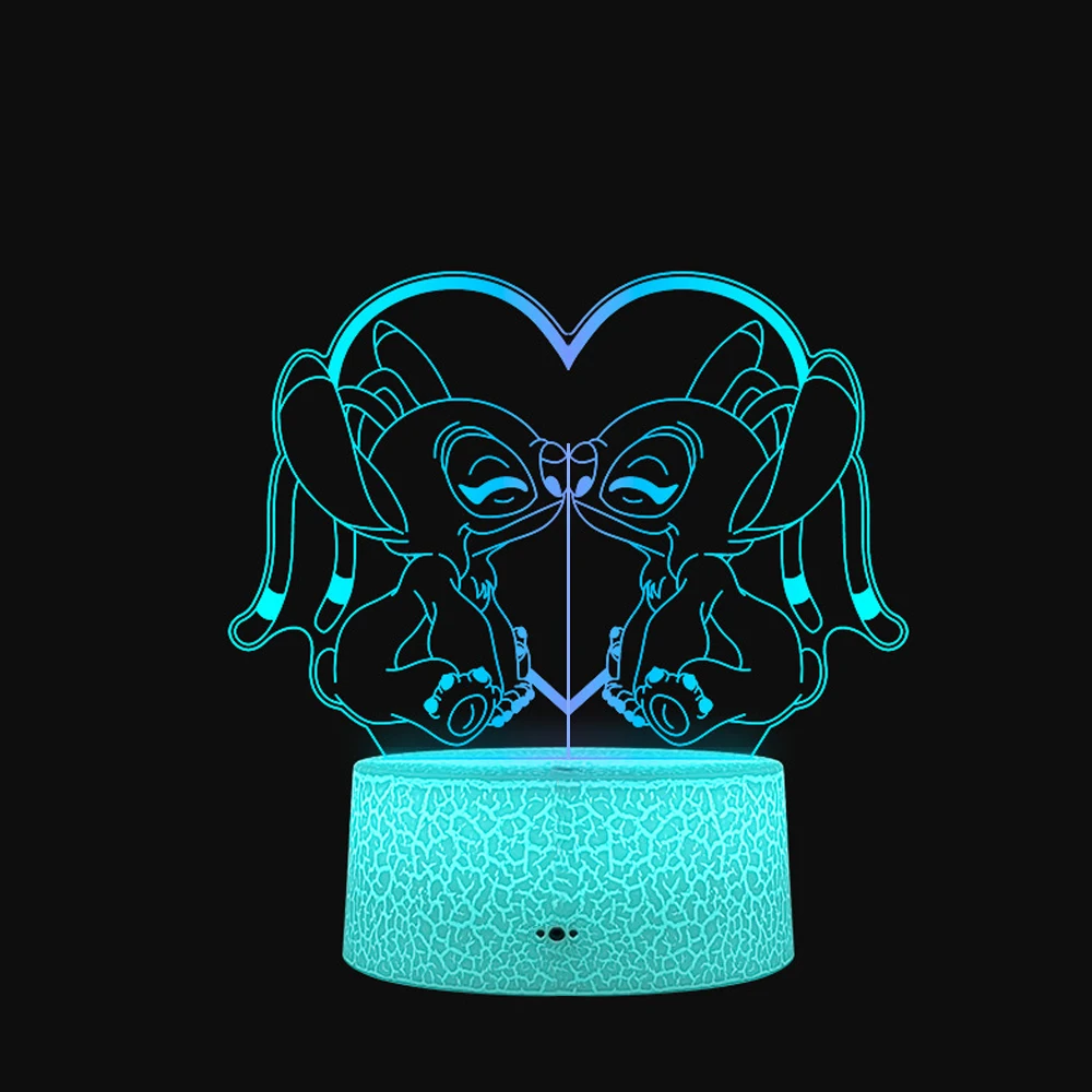 Stitch 3D Lamp Night Light 16 Colors with Remote Control Room Decor Birthday Present Christmas Gifts Valentine\'s Day Anniversary