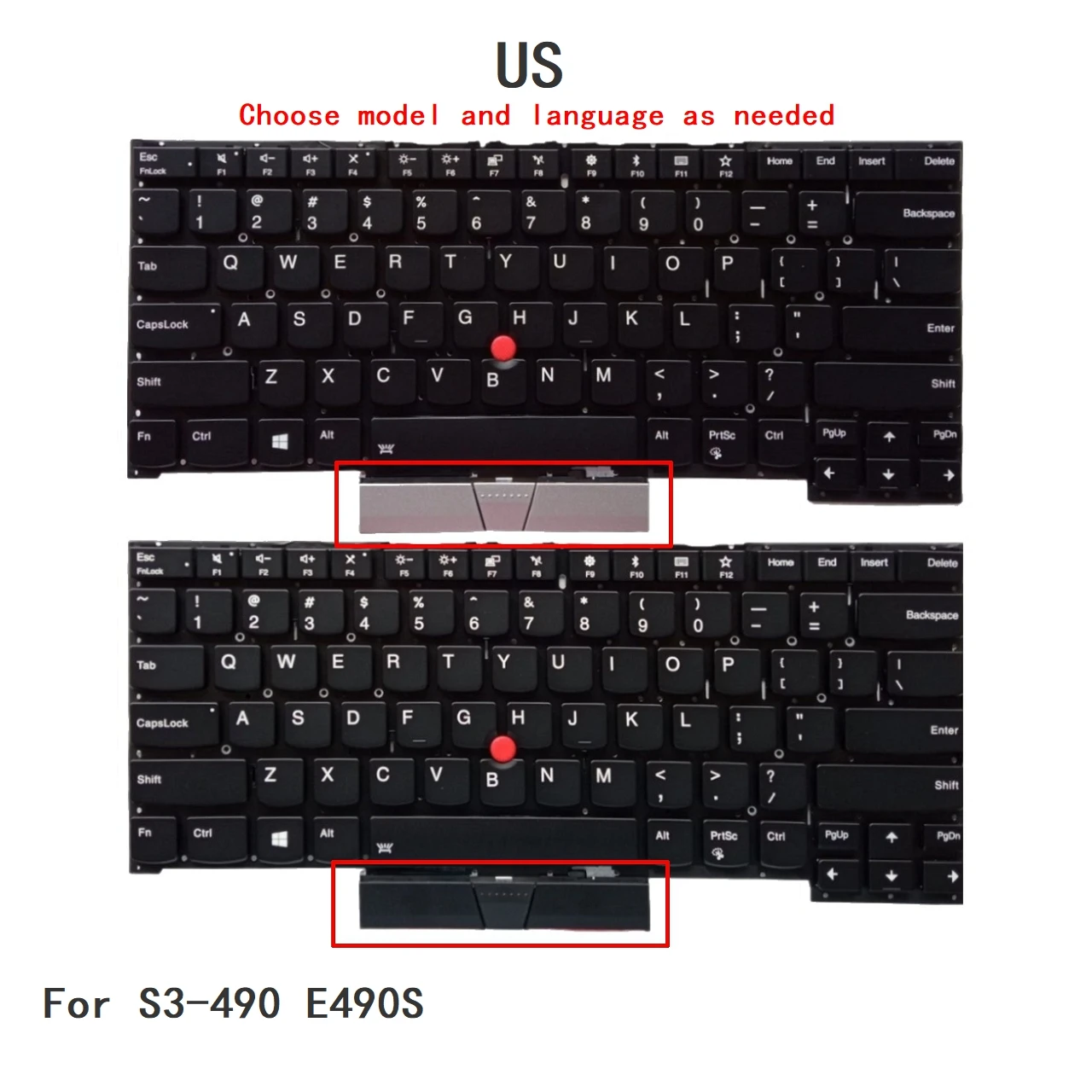 New US Language  Backlit Keyboard For Lenovo Thinkpad S3-490 E490S Notebook PC Replacement Keyboard