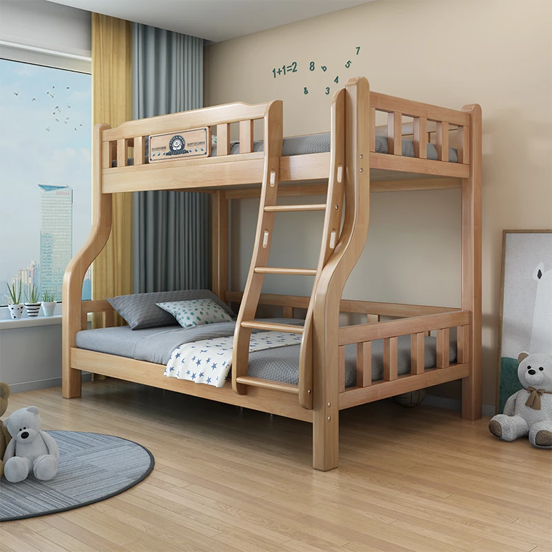 Full solid wood upper and lower beds Rubber wood adult children double high and low beds Two-layer beds Multifunctional upper an