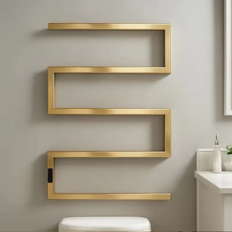 Electric Stainless Steel Gold Rectangle Towel Warmer Heater Hotel Bathroom Towel Rack