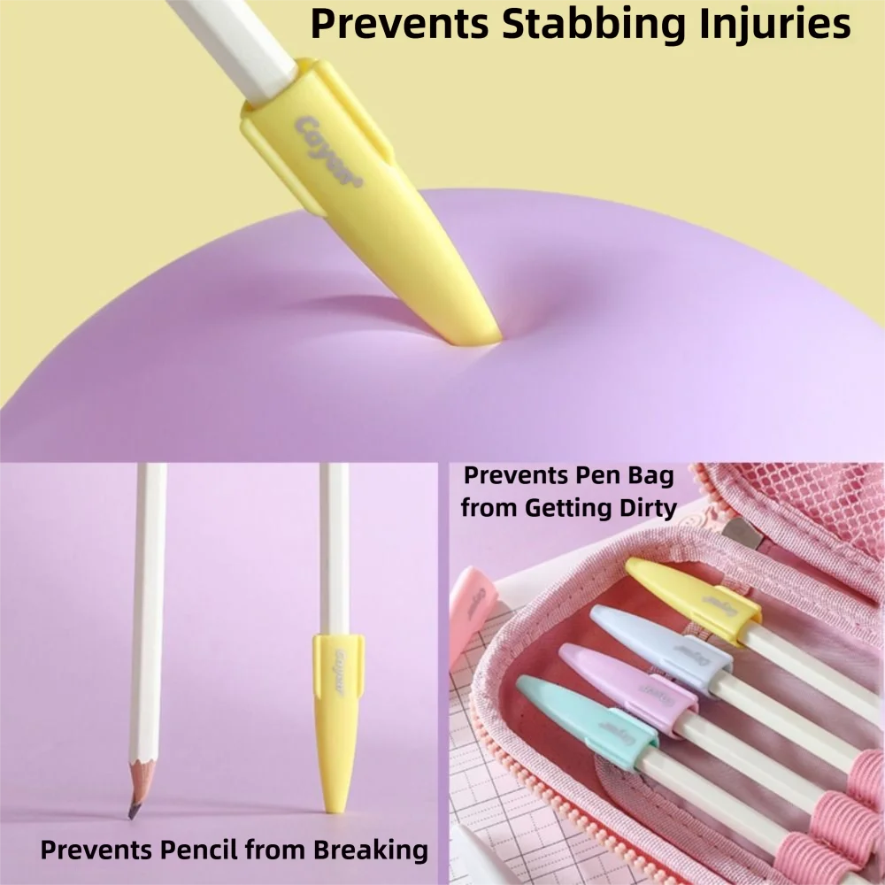 12Pcs Universal Pencil Cap Anti-drop Eco-Friendly Pencil Protective Case Anti-swallow Durable Pencil Extender Art Supplies