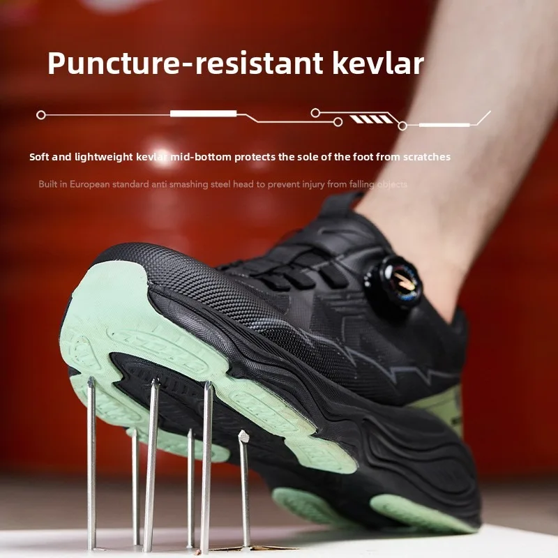 Breathable Lightweight Work Safety Shoes Widened Steel Toe Anti Smash Impact Resistant Comfortable Long Standing Protective