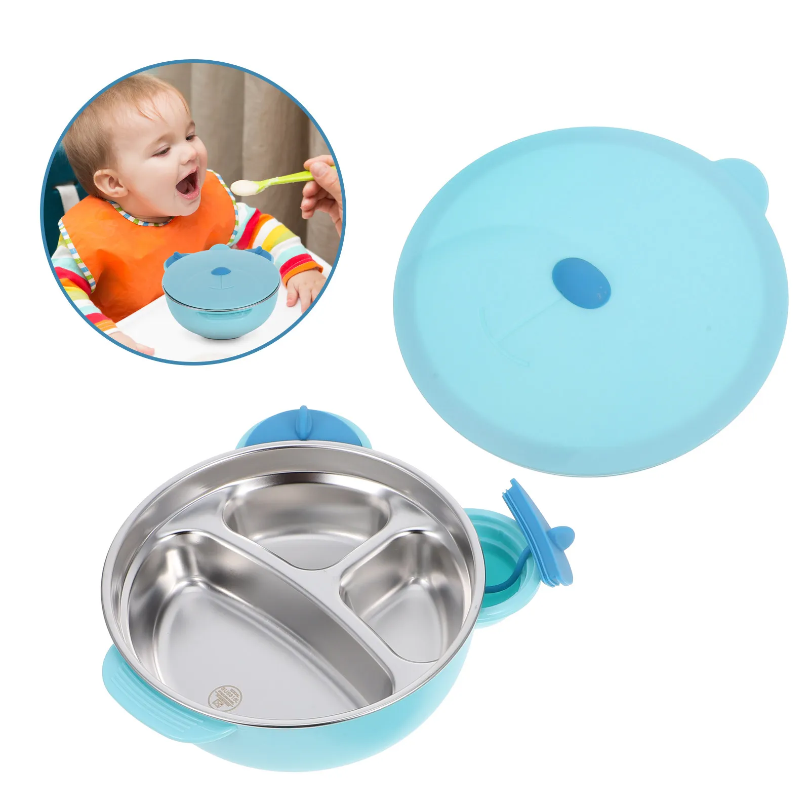 

Stainless Steel Baby Feeding Bowl with Sealed Lid Heat Preservation Suction Base for Infants Kids Safe Odorless Food Container