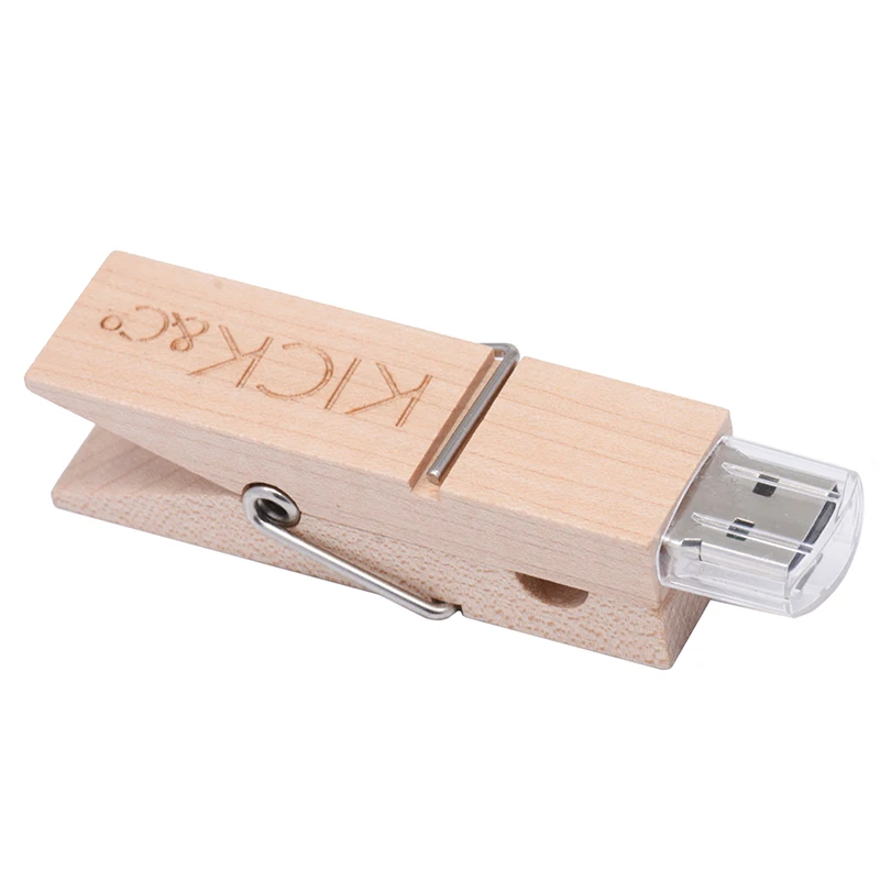 SHANDIAN USB 3.0 creative wooden clip model pendrive 4GB pen drive 16GB 64GB USB flash drive memory stick free custom logo gifts