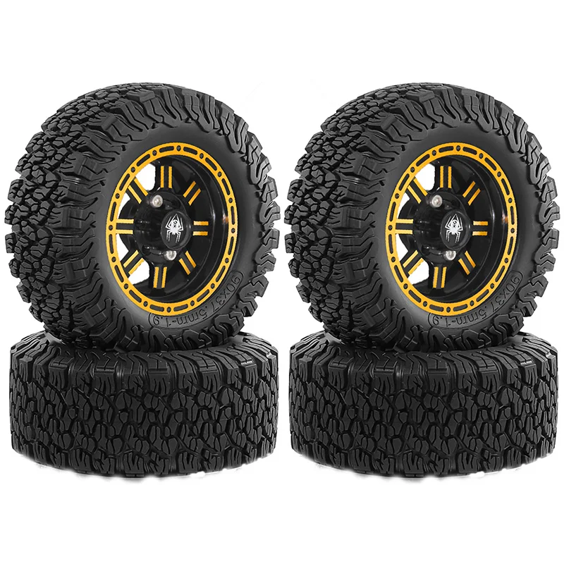 

RC Car Tyres Wheels For MJX H12Y For MN-128 MN82S LC79 4pcs 1/12 Metal 1.9'' Beadlock Wheels And Crawler Tires OD 90mm