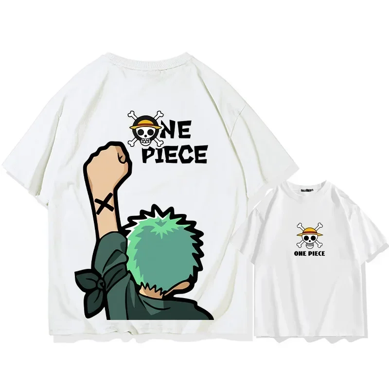 

One Piece Zoro Summer 100% Cotton Children's Round Neck Short Sleeve T-shirt Street Outdoor Casual Fashion Parent-child Tops