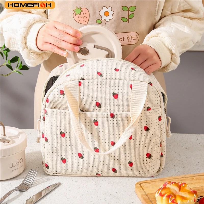 Bolsa Térmica HOMEFISH com Estampa Floral Fofa, Impermeável, Durável e Isolada para Armazenamento de Alimentos