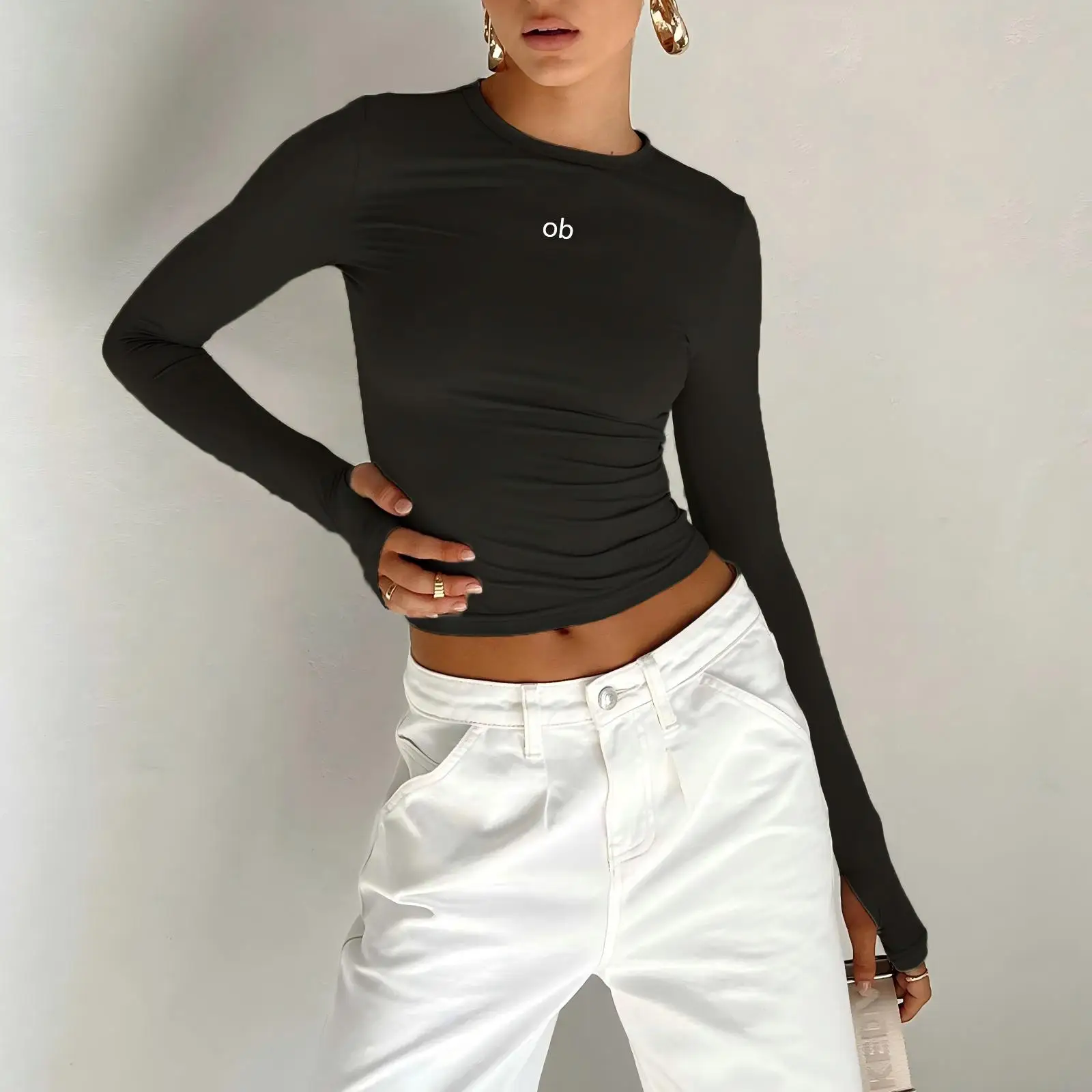 2026 Summer New Style Women's Round-Neck T-Shirt Base Layer Shirt, Sports Fitness Long-Sleeved Top, Fitness Clothing